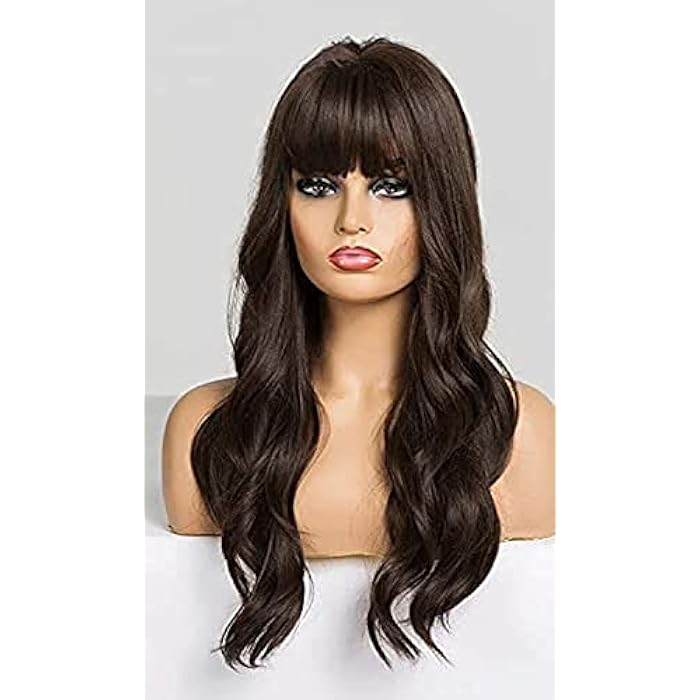 DILLARDS Medium Brown Wig Synthetic Hair With Bangs - Image 2